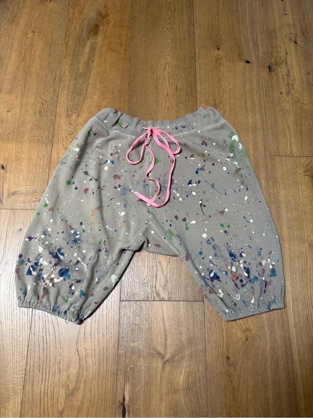 Magnolia Pearl Gray with multi color Paint-Splatter joggers - NWT